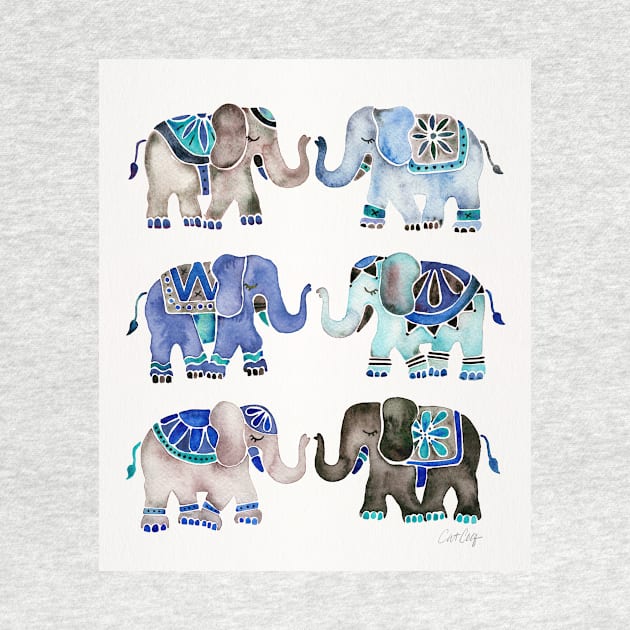 grey blue elephants by CatCoq